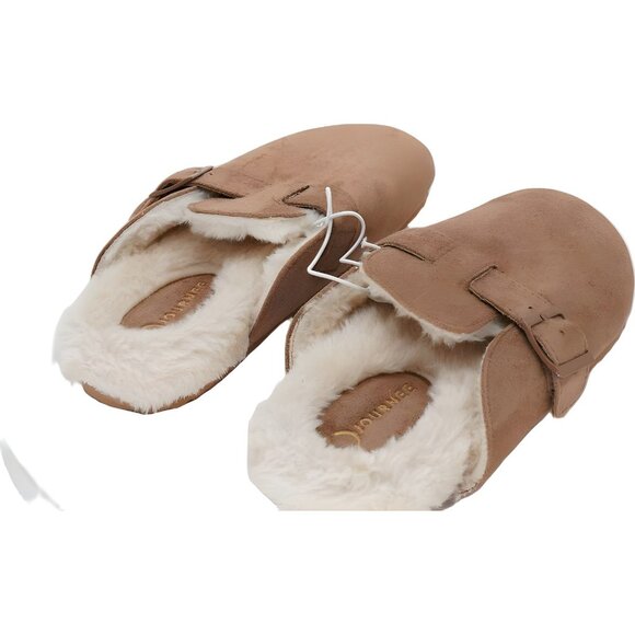 Journee Collection Ardenn Faux Fur Tan Clog Slippers Women US 10 - Picture 3 of 6